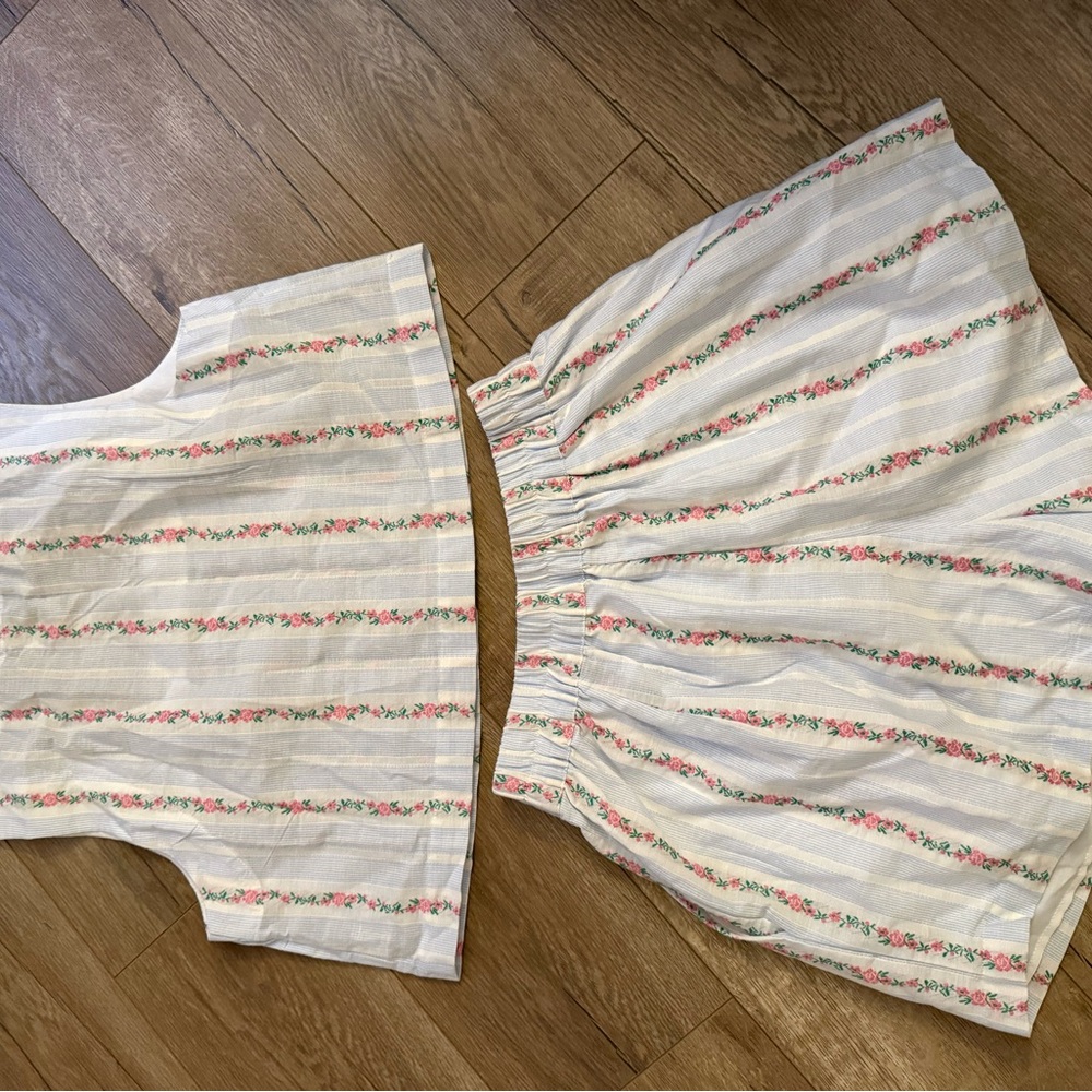 MABLE High Waist Floral Striped Shorts & Crop Top Set - Picture 5 of 5
